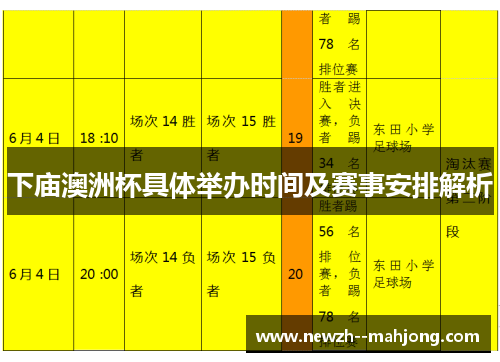 下庙澳洲杯具体举办时间及赛事安排解析